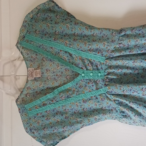 eyelash couture boho high low tie floral top blouse - M - Picture 4 of 6